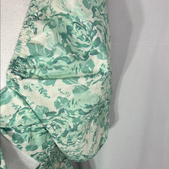 Shabby Chic Floral Green Puff Sleeve Dress Size Medium - Picture 6 of 8